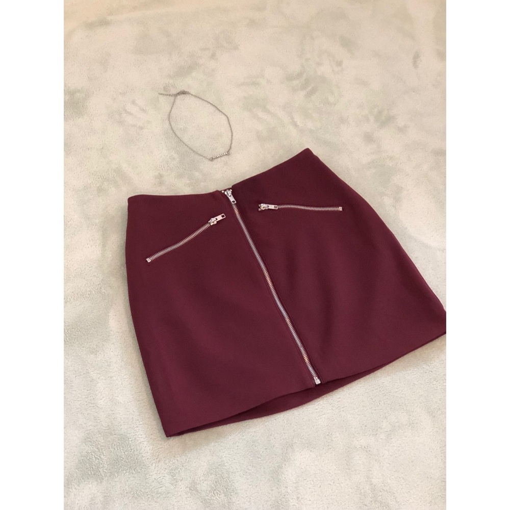 Zip Front Maroon mini skirt